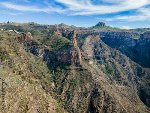 Views of Roque Palmés on the way to Timagada near El Toscon de Tejeda village in Grand Canary island, Spain. photo