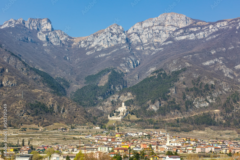 Castello di Avio castle landscape scenery Trento province Alps mountains in Italy