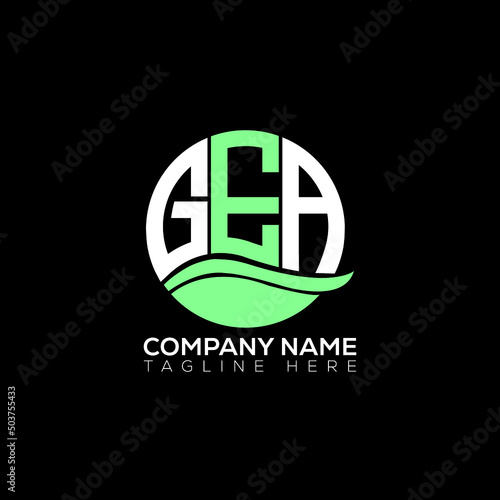 GEA logo monogram isolated on circle element design template, GEA letter logo design on black background. GEA creative initials letter logo concept.  GEA letter design.