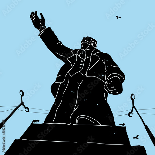 Canvas-taulu Vector Illustration Statue Leader Concept