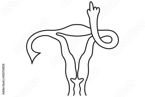 Vászonkép single line art middle finger uterus