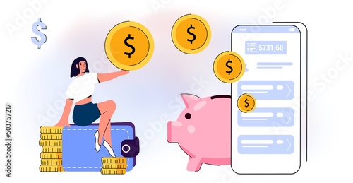 Cashback service Financial savings and money exchange concept Vector illustration Paying online and receiving bonus money or reward back Landing page or web banner Banking system cashback on Internet