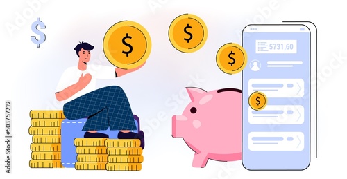 Cashback service Financial savings and money exchange concept Vector illustration Paying online and receiving bonus money or reward back Landing page or web banner Banking system cashback on Internet