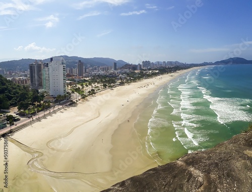 panoramic view of Enseada beach in Guaruja, Sao Paulo, Brazil photo