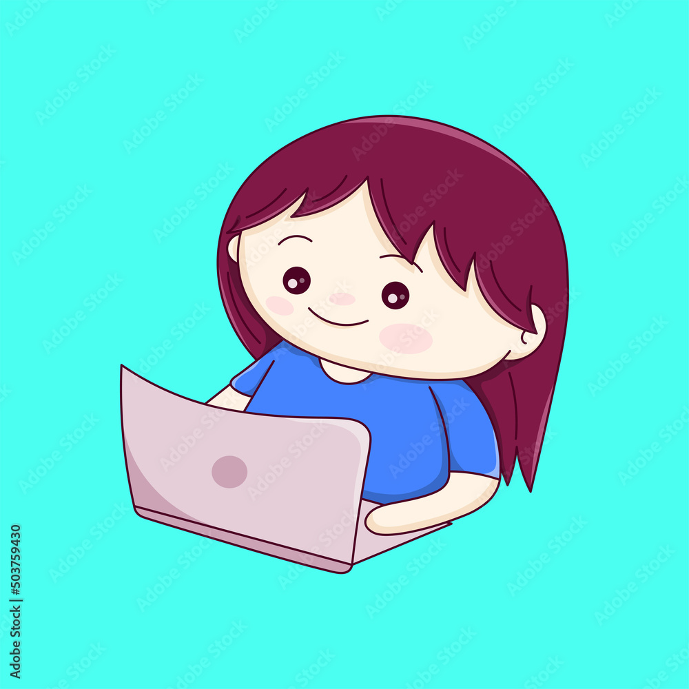 Character Illustration of People Working in Front of Laptop Character Illustration of People Working in Front of Laptop