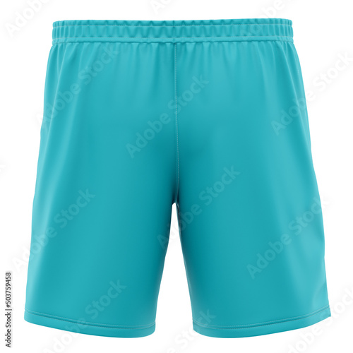 Show off your design style like a pro, by using this Back View Popular Soccer Shorts Mockup In Blue Curacao Color.