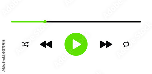 Media music player interface isolated on white background. Multimedia frame template. Mockup live stream window, player. Online broadcasting. Multimedia navigation and music application.