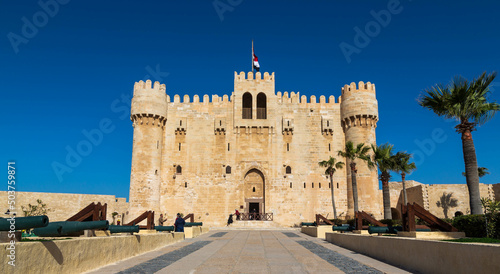 Alexandria, Egypt - January 2022: Citadel of Qaitbay fortress and its main entrance yard © Анастасия Смирнова