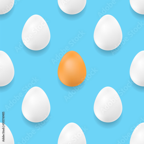 Set of Eggs Seamless Pattern Isolated on White Background.