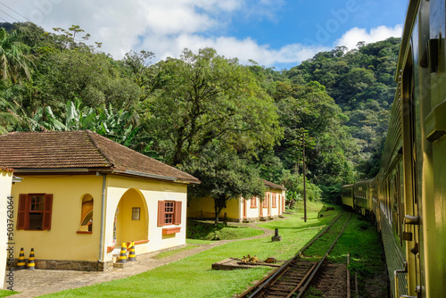 touristic train in the Atlantic Rainforest in Curitiba, Brazil, way to Morretes