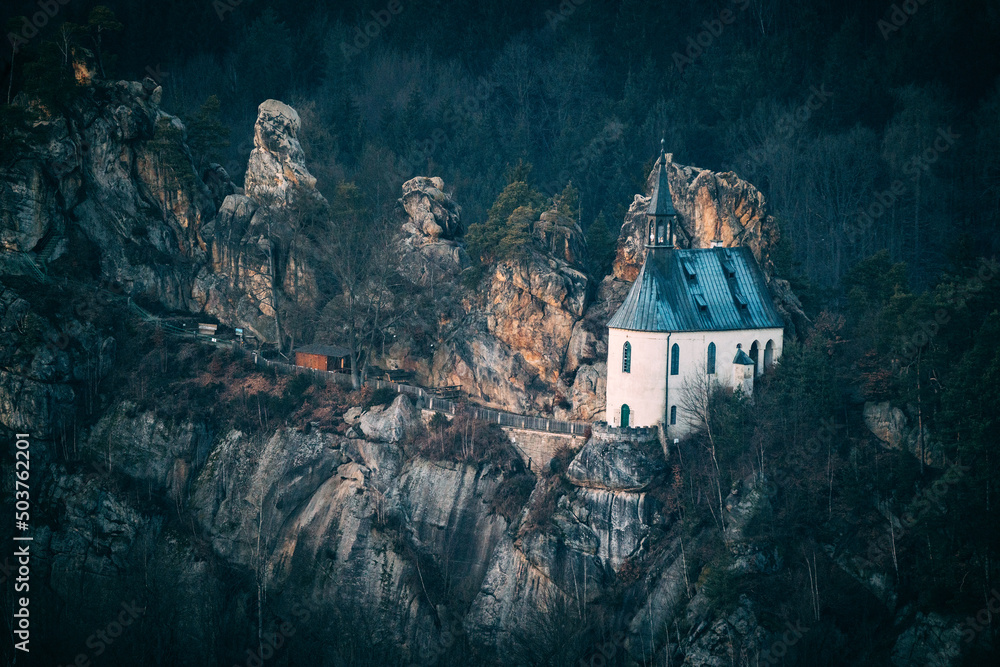 old castle on rocks in forest old castle on rocks in forest