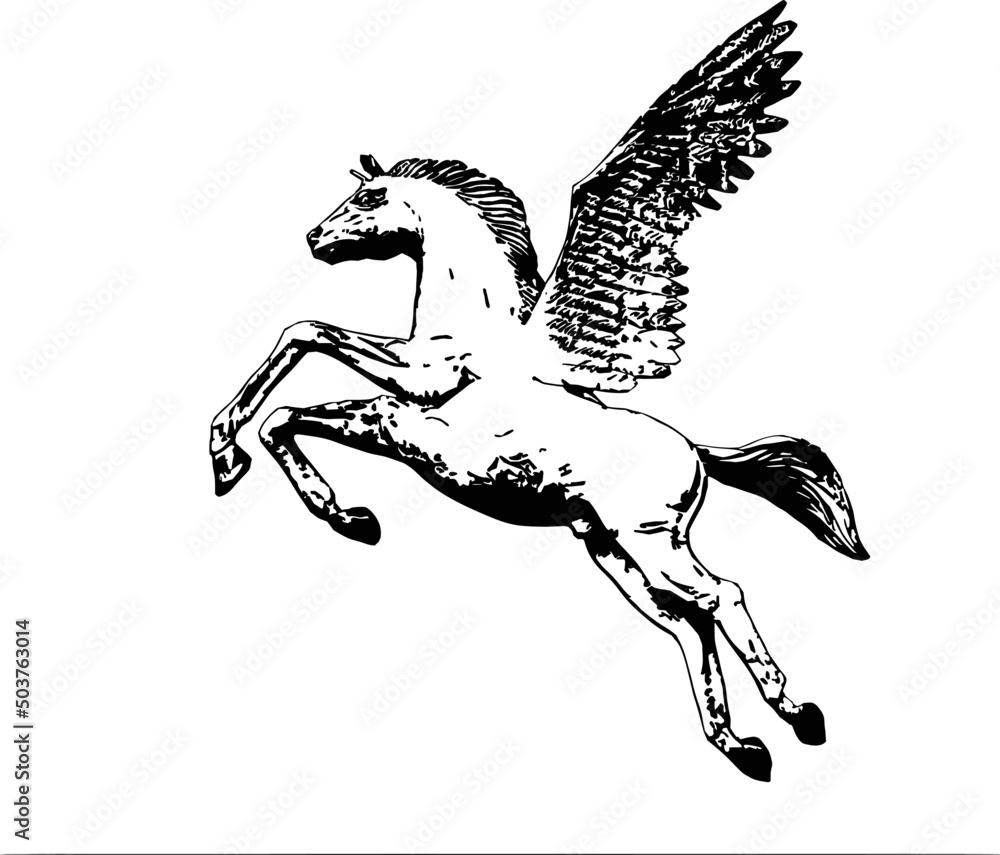 Black and white vector of Pegasus is a mythical white winged horse ...