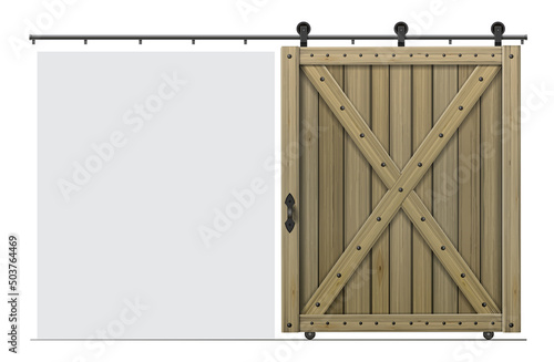 Barn Sliding Wooden Door in Loft Style