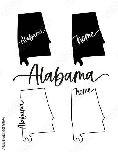 Stylized map of the U.S. state of Alabama vector illustration