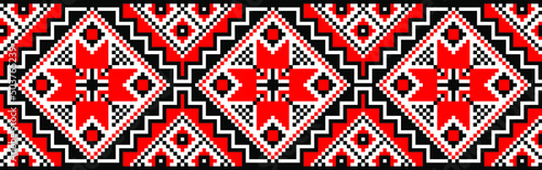 vector seamless pixel ethnic national slavic pattern isolated on white background. traditional ornament of Ukrainian and Belarusian embroidery - vyshyvanka.useful for print, wallpaper, textile, fabric