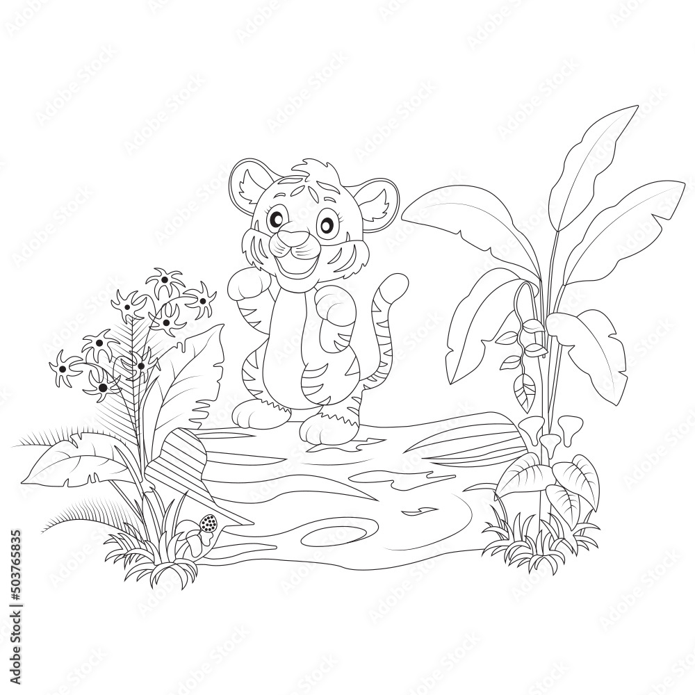 Funny Cat coloring page for children Stock Vector | Adobe Stock