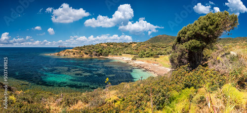 Canvas Larboi cove in the coast of Teulada on the south west Sardinia