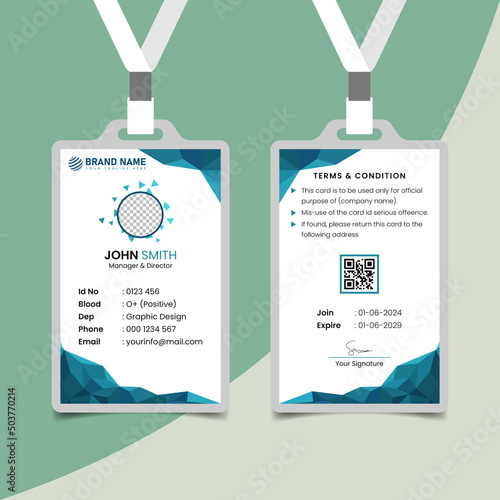 Corporate office identity card design premium vector