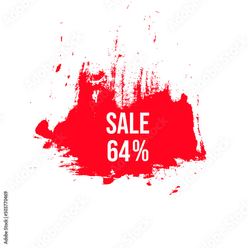 64 percent off sale with brush drawing color red vector.