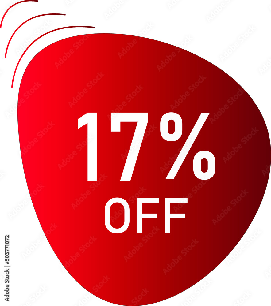 17 percent off with red vector off circle format. 17 percent off with red vector off circle format.