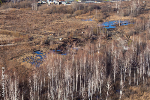 Lowland swamps from a bird's eye view. Nature of the Urals of Russia. photo