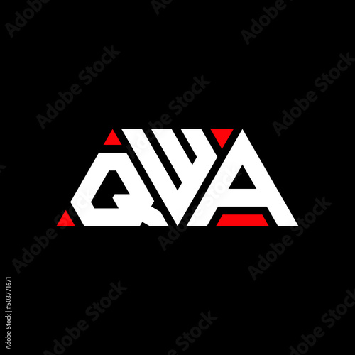 QWA triangle letter logo design with triangle shape. QWA triangle logo design monogram. QWA triangle vector logo template with red color. QWA triangular logo Simple, Elegant, and Luxurious Logo... photo