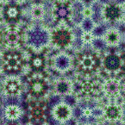 Beautiful pink and green colors of petunia flower concept in kaleidoscope style, mandala, geometry and wavy seamless pattern. Can be used for wall display, business, art collector etc