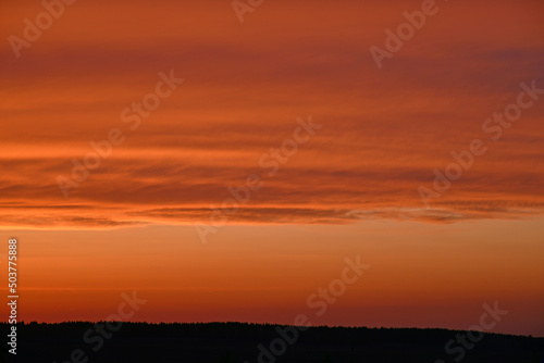 Red and blue evening sunset over the forest © Lushchikov Valeriy