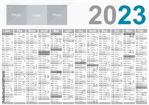 Calendrier 2023 Format A3 - pour entreprise avec logo sur 12 mois - multicaque - modifiable