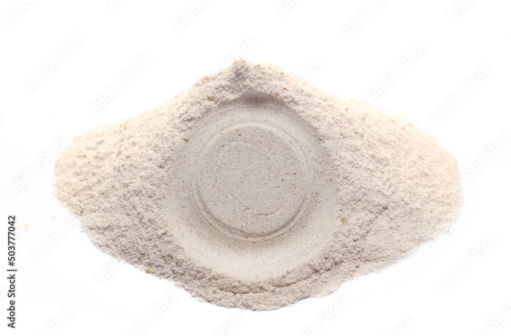Buckwheat flour isolated on white background Buckwheat flour isolated on white background