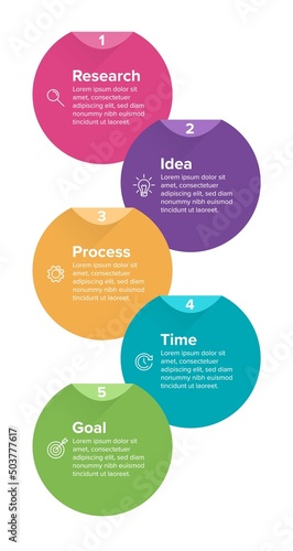 Vertical infographic design with icons and 5 options or steps. Thin line. Infographics business concept. Can be used for info graphics, flow charts, presentations, mobile web sites, printed materials.