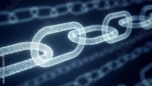 High quality blockchain concept seamless loop. Digital chain made with binary data representing cryptocurrency and decentralized blockchain technology. Decentralized Finance 3D Animation. 4k 60 fps
