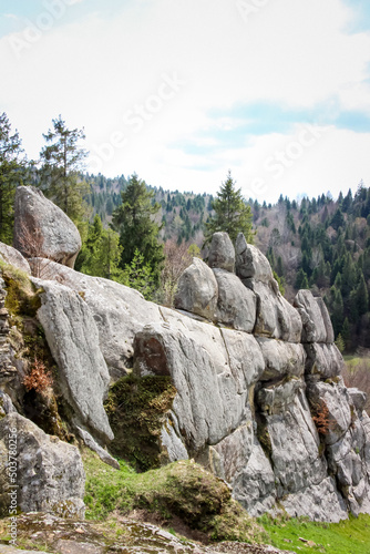 Tustan Fortress in the Carpathians - historical and cultural, reserve, defensive point, Urich village, Lviv region Ukraine