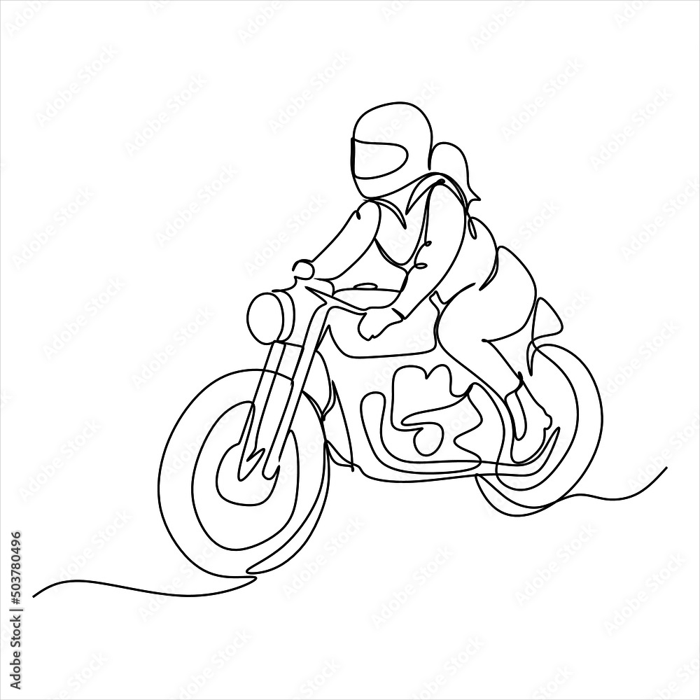 Vecteur Stock continuous single drawn one line girl woman is
