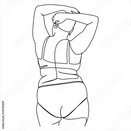 One continuous single drawing line art flat doodle yoga, lifestyle, healthy, woman, female, body positive. Isolated image hand draw contour on a white background
