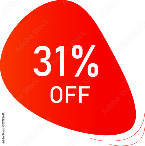 Sale tag 31% off, banner design template, orange color , discount app icon, vector illustration