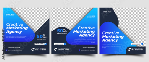 Set of Business agency social media post template. Usable for social media post, banner, and web