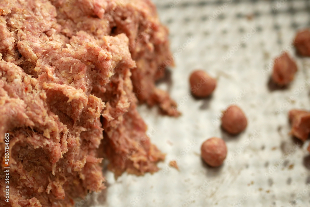 tiny meatballs, rolled and ready-to-cook small meatballs, tiny meatballs, rolled and ready-to-cook small meatballs,