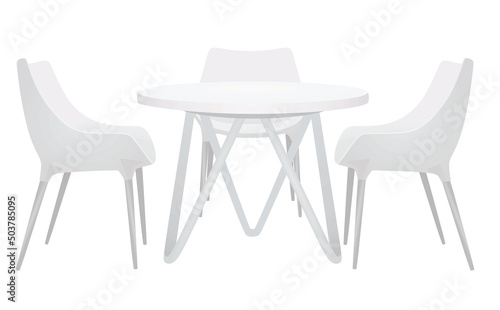 Coffee table and three chairs. vector illustration