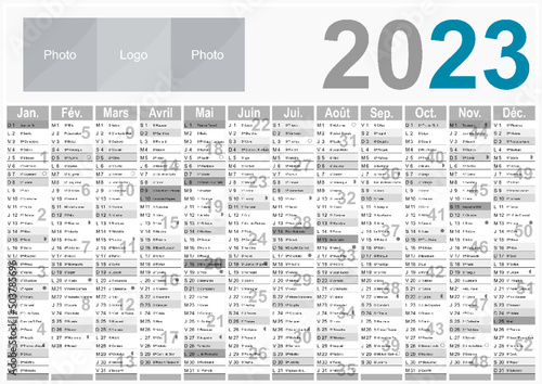 Calendrier 2023 Format A3 - pour entreprise avec logo sur 12 mois - multicaque - modifiable