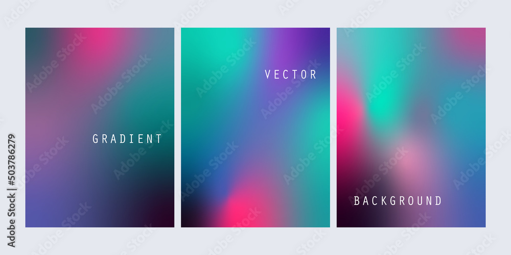 Set of blurred colorful gradient background. Vector abstract design