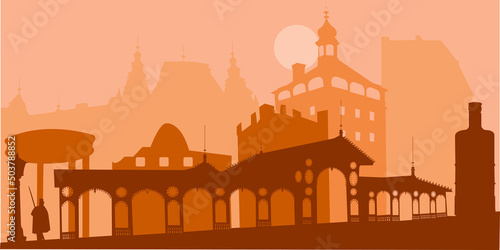  Czech Republic Karlovy Vary  city skyline vector silhouette illustration
