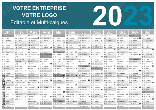 Calendrier 2023 Format A3 - pour entreprise avec logo sur 12 mois - multicaque - modifiable