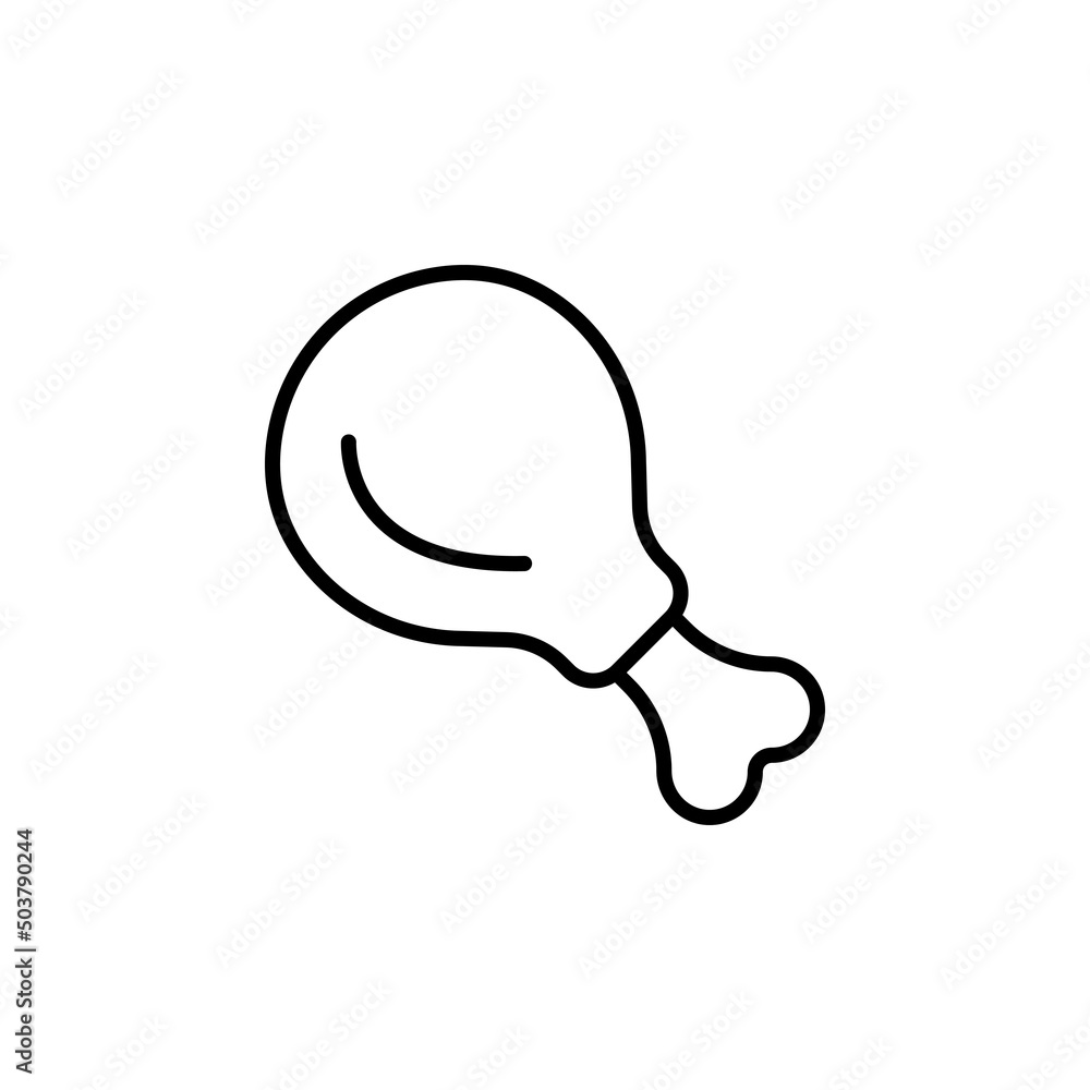 Chicken meat leg black line icon. Food. Grilled. Trendy flat isolated outline symbol, sign used for: illustration, infographic, logo, mobile, app, banner, web design, dev, ui, ux, gui. Vector EPS 10 Chicken meat leg black line icon. Food. Grilled. Trendy flat isolated outline symbol, sign used for: illustration, infographic, logo, mobile, app, banner, web design, dev, ui, ux, gui. Vector EPS 10