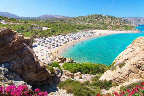 Fototapeta Naklejka Na Ścianę i Meble -  A view of the beach at Vai, Crete, Greece