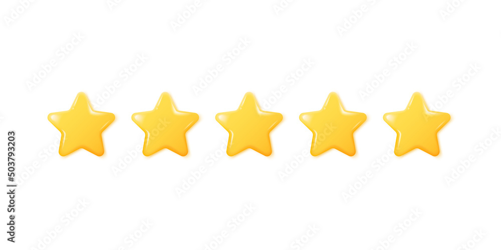 five yellow 3d stars in a realistic style. shiny, glossy stars. the concept of a rating or rating for reviews of a product or service. vector illustration for website or mobile app. five yellow 3d stars in a realistic style. shiny, glossy stars. the concept of a rating or rating for reviews of a product or service. vector illustration for website or mobile app.