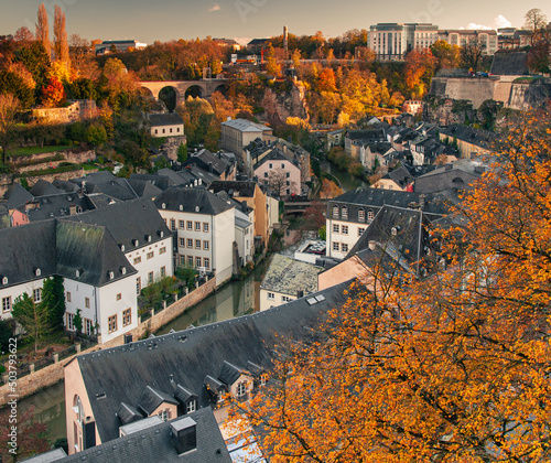 Panoramic view on the old town of Luxembourg photo