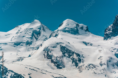 Castor (4.223m and Pollux (4.092m) mountains at the Swiss-Italian border in Zermatt, Switzerland 