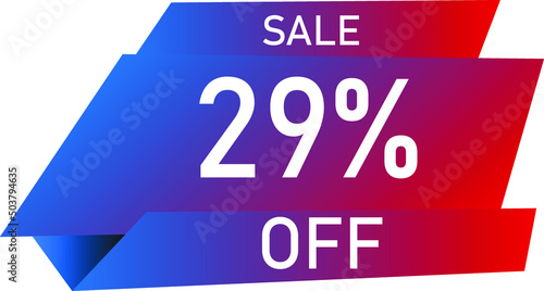 Sale tag 29% off, banner design template, geometric shape, vector illustration