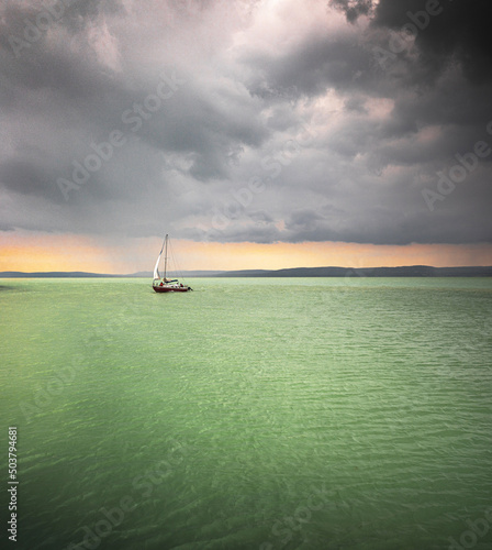 Sailboat in the storm at la...